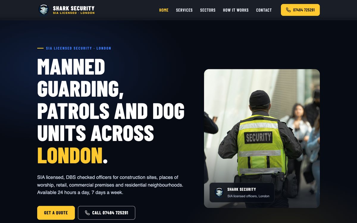 Shark Security UK website